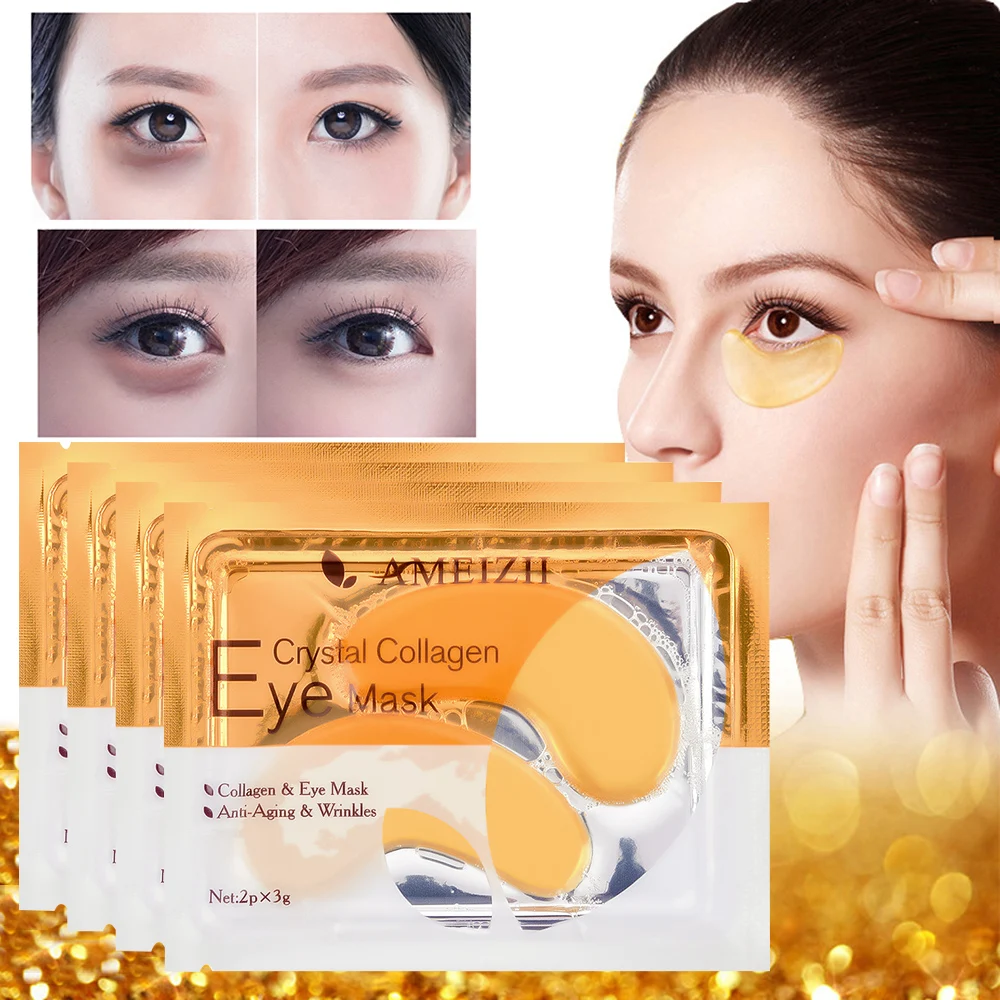 

2Pcs=1Pair 24K Gold Crystal Collagen Eye Mask Eye Patches For Eye Care Dark Circles Remove Anti-Aging Wrinkle Skin Care TSLM2