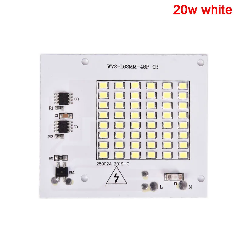 Светодиодный чип SMD2835 с бусинами, умный IC 220 В вход 10 Вт 20 Вт 30 Вт 50 Вт 100 Вт, сделай сам, для наружного прожектора, прожектор, холодный белый, теплый белый - Испускаемый цвет: 20W White