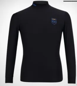 Black with fleece PGM зимняя рубашка для гольфа, Мужская Флисовая трикотажная теплая рубашка, футболка с длинным рукавом, мужское тонкое удобное эластичное мягкое нижнее белье - Цвет: Black with fleece