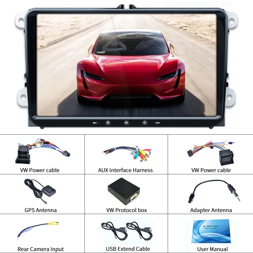 Podofo Android 8,1 2Din Автомагнитола для VW/Volkswagen/Golf/Polo/Tiguan/Passat/b7/b6/leon/Skoda/Octavia gps Автомобильный мультимедийный плеер