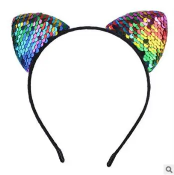 120 шт/Партия DIY мульти простая блестка кошачьи уши повязка мультяшная Детская повязка для волос уход и инструменты для укладки HA811