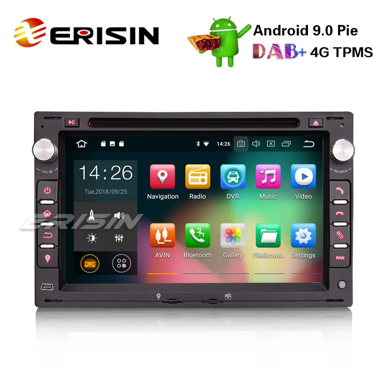 Erisin Autoradio  7"  2 din Universale Android 9.0 2GB 16GB Navigatore Mp3 Wifi GPS 