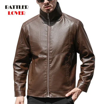

2019 Luxury Men Genuine Sheepskin Leather Jacket Men Slim Designer Winter Warm Leather Cashmere Fleece Warm Coats Black/Brown