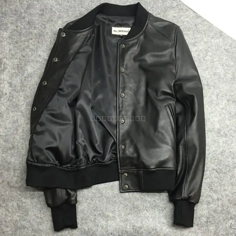 Spring Autumn Genuine Leather Jacket Women Bomber Sheepskin Coat Short Real Leather Jacket Campera Mujer 1702 KJ2277
