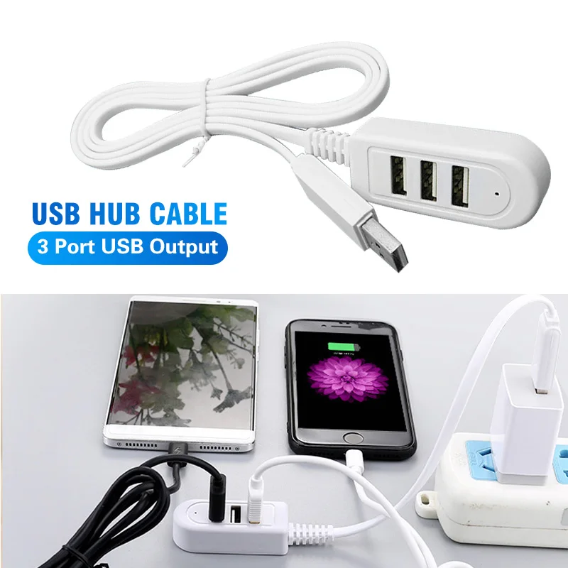 Ningún dinero de 1,2 m Cable USB 3 Hub USB2.0 Hub con el adaptador de la energía Mini USB de 0,3 m Hab para PC portátil ampliar Hub de Cable USB de datos