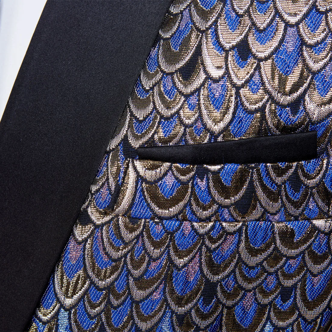 PYJTRL мужской платок с лацканами Золото Синий жаккардовые масштаба Pattern Slim Fit Мужской Блейзер пиджак мужской, Свадебный костюмы певцов