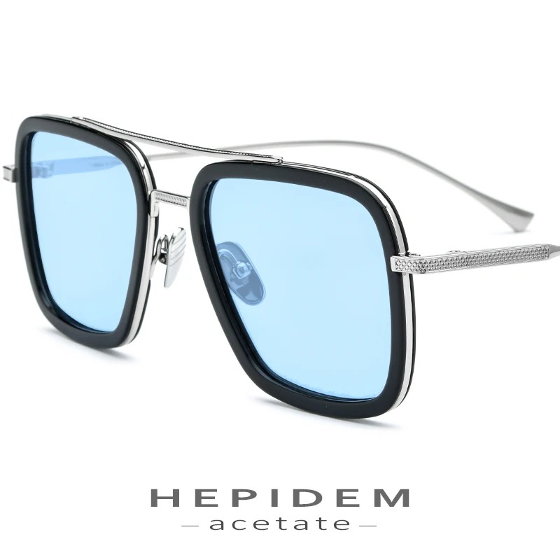 HEPIDEM ацетат чистого титана поляризованные солнцезащитные очки мужские ретро Tony Stark солнцезащитные очки винтажные Edith солнцезащитные очки для женщин 9119