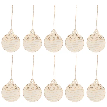 

50pcs Christmas Hanging Ornament Wooden Tag Christmas Ball Pendants Crafts