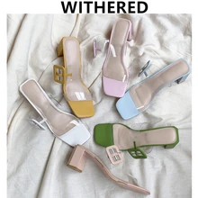 

Jenny&Dave Slippers Women England Casual In Fashion Blogger Candy Color Summer High Heel Sandals Women Shoes Women Slippers