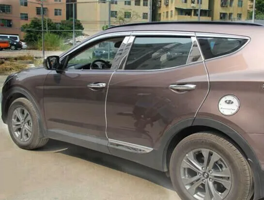 Car styling stainless steel window pillar cover trim 6pcs gor Hyundai Santafe IX45 2013