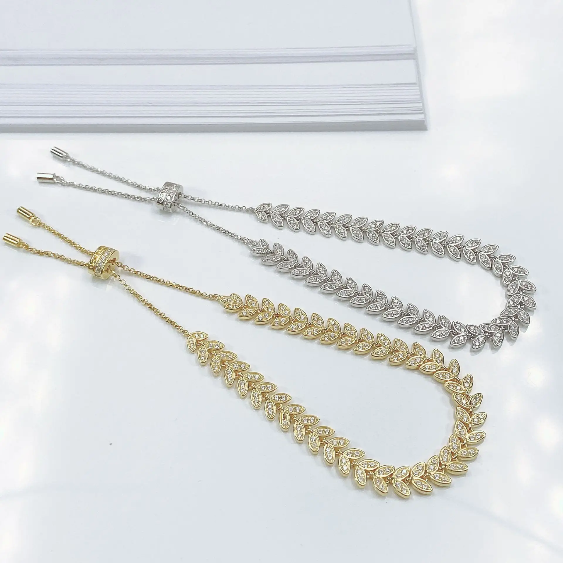 S925 чистого серебра высокого класса микро инкрустация простой пальмовый лист браслет ins Мода девушка