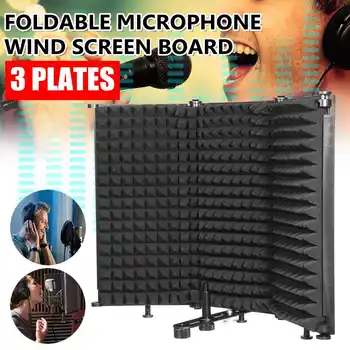 

3 Plate Folding Studio Microphone Isolation Shield Record Sound Absorber Foam Panel Soundproof Wall Sticker Sponge Studio Foam