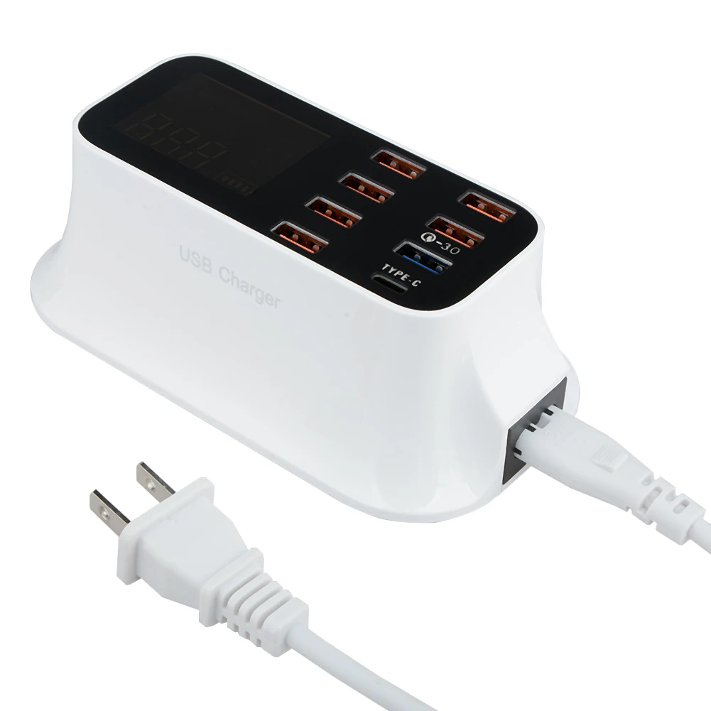 США ЕС Великобритания Plug 8 портов QC3.0 type-c мобильный телефон Беспроводное зарядное устройство Универсальный телефон Быстрая Зарядка адаптеры 40 Вт Быстрая зарядка 3,0