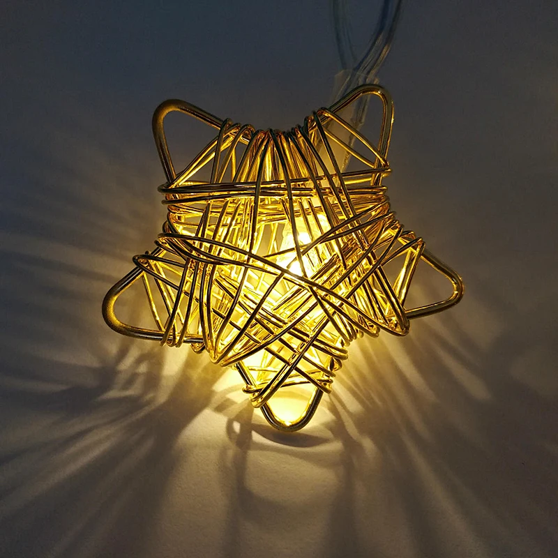 

New Year Christmas Room Home Decoration Pendant Iron Wire Star Love 1.6m LED Light String Creative Gift Light Strip Battery
