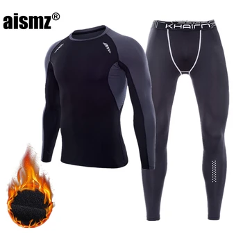 

Aismz Men Thermal Underwear Sets Elastic Warm Fleece Long Johns Mens Compression Leggings Breathable Thermo Underwear Quick Dry