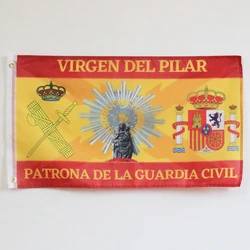 Spanish Flag with Burgundy Cross - Tribute to Virgen Del Pilar, Patron of the Civil Guard (3x5 FT)