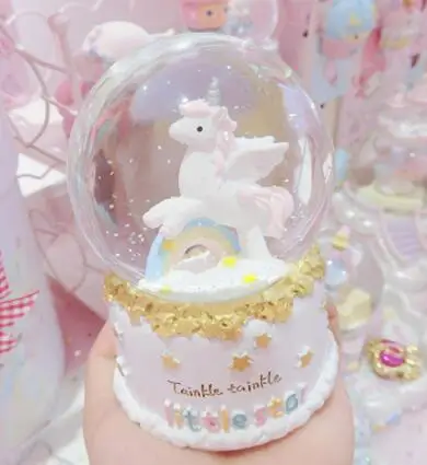 YM Dream rainbow, луна Единорог хрустальный шар, девочка мягкий подарок на день рождения, прекрасный Настольный музыкальный ящик - Цвет: 1