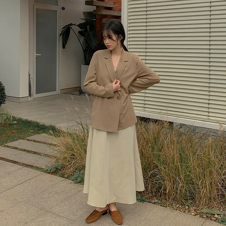 

[Congye] 2019 Early Spring New Style Korean-style Plain Color Slim Fit Retro Fashion Small Suit Coat Women's 9010
