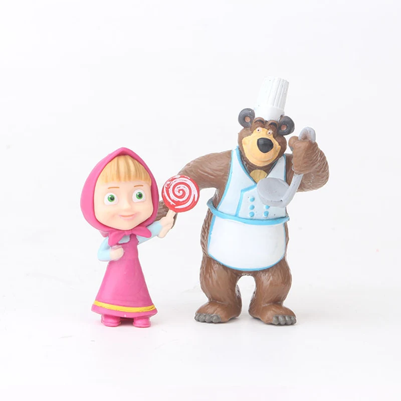 3-7 см Русский мультфильм Martha and Bear ПВХ куклы мультфильм фигурка героя персонажа украшение для торта детские игрушки