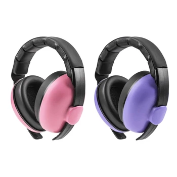 

2x Baby Noise-Proof Earphones Baby Ear Protection Noise Reduction Learn to Sleep for Baby Over 3 Months-Pink & Purple