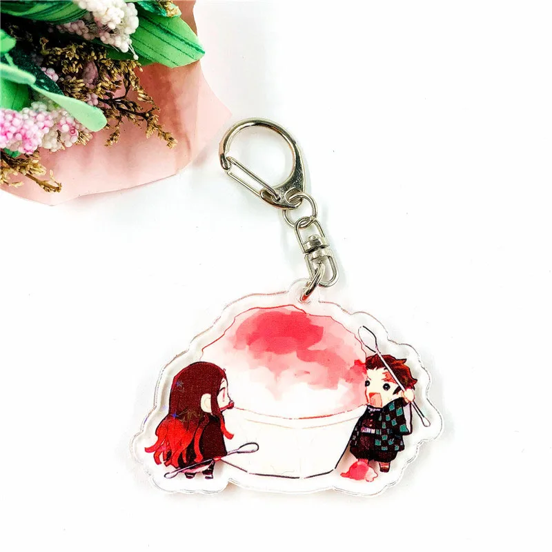 Аниме демон убийца Kimetsu No Yaiba Kamado Tanjirou брелок мультфильм фигурка Kamado Nezuko акрил косплей реквизит брелок