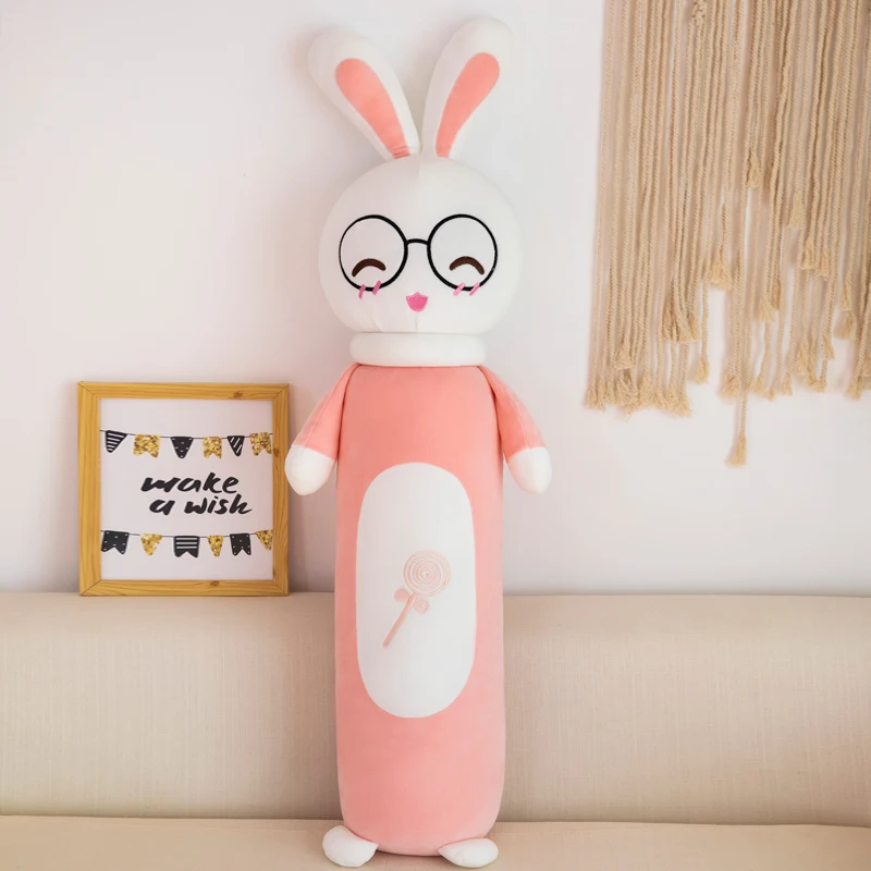Kawaii плюшевая подушка с кроликом, мягкая плюшевая кукла, длинная плюшевая игрушка, подарки для детей, подушки для кровати для девочек, подушка с милым Кроликом, розовый, синий