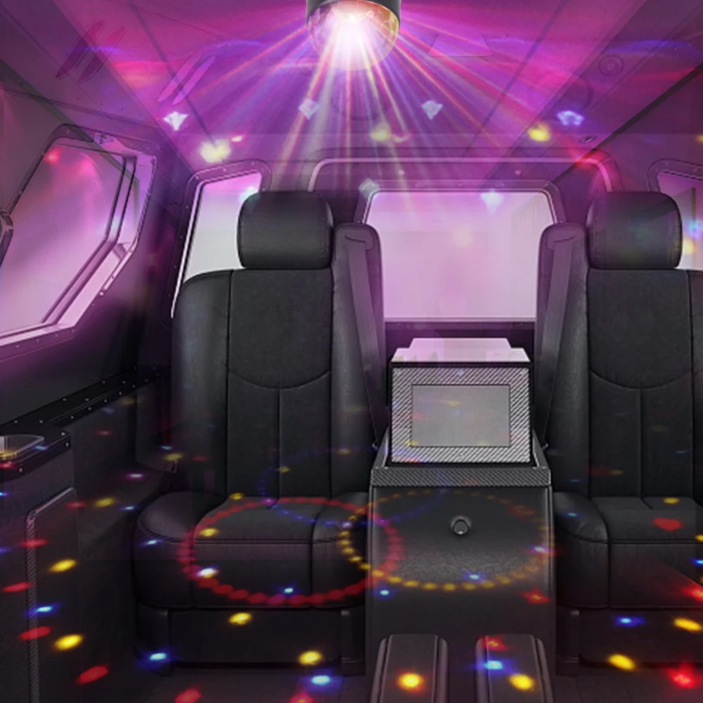 LED Car Bar Stage Light Mini Disco Ball Lights USB RGB Sound Lighting Activated DJ Projector Party Lights For Car Home KTV