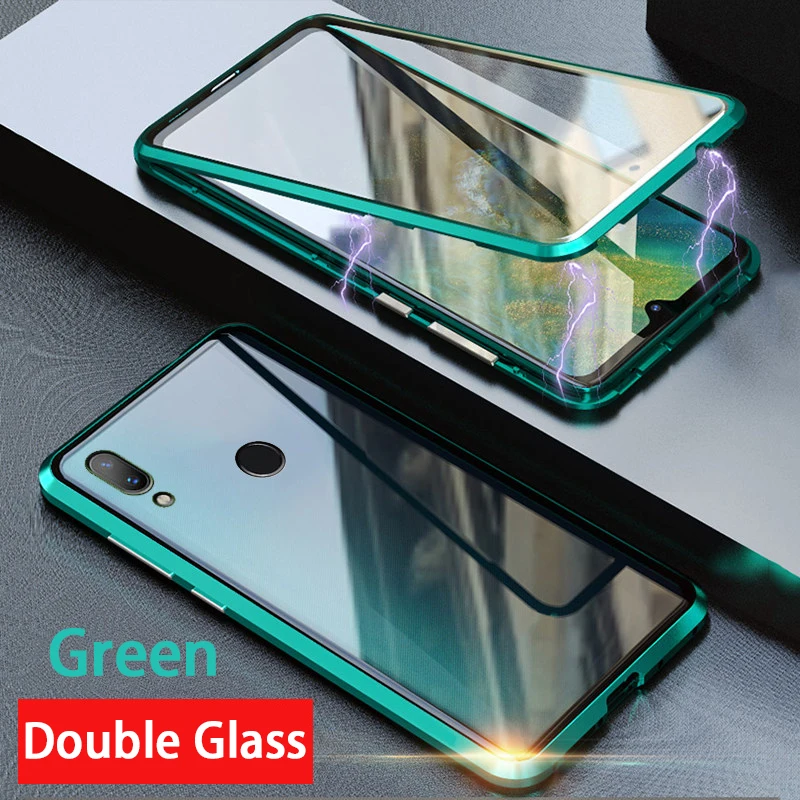 Green Магнитный адсорбционный металлический чехол для телефона Xiaomi Redmi Note 8 7 Pro двухсторонняя, для стекла Магнитная Крышка для красного mi K20 9T Pro Чехол - Цвет: Green