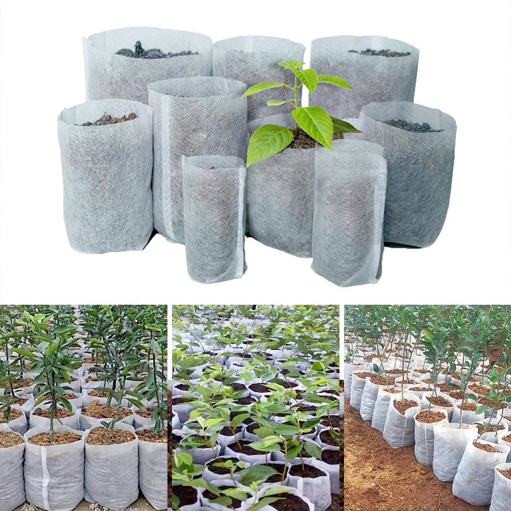 Biodegradable Nonwoven Fabric Nursery Plant Grow Bags Seedling Growing  Planter Planting Pots Garden Eco-Friendly Ventilate Bag