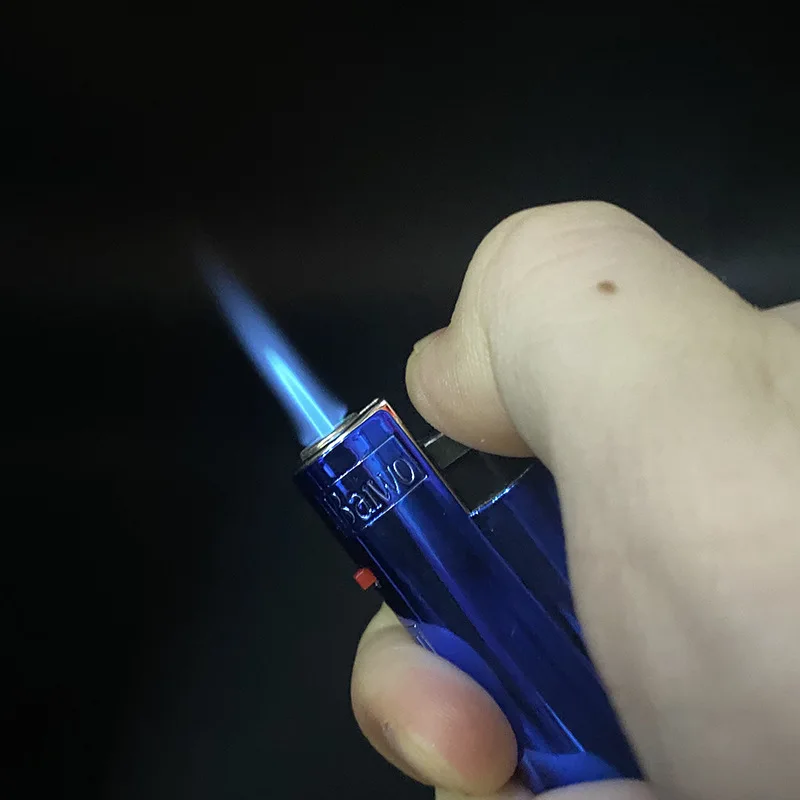 Газовая зажигалка из Бутана компактная с синим пламенем и защитой от ветра