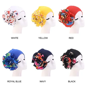 

Women King Flower Elastic Hair Caps Bonnet African Turban Headscarf Hijab Wedding Party Cap Turbante Mujer Styling Accessories