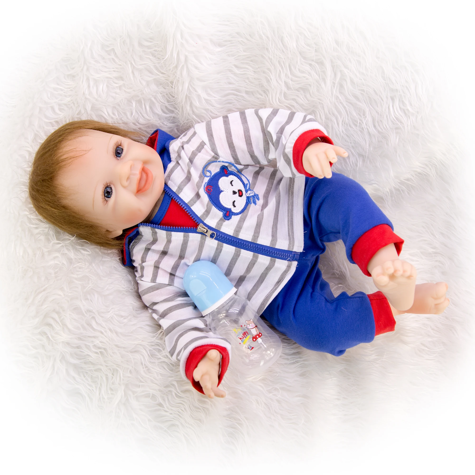 KEIUMI Real Like Smiling 22 ''Reborn Baby Boy мягкий силиконовый винил 55 см PP Хлопок боди Reborn куклы