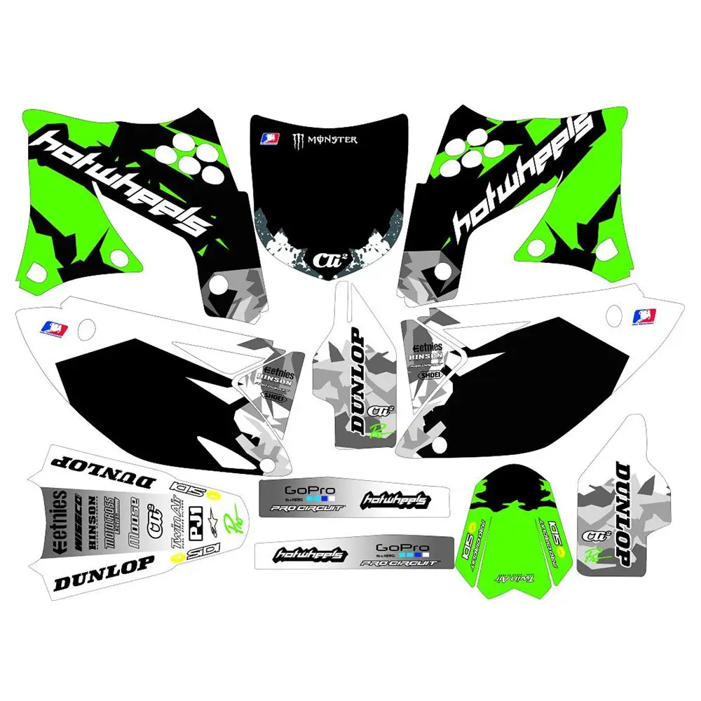 

New Full Graphics Decals Stickers Custom Number Name 3M Bright Matte Stickers Waterproof For Kawasaki KXF250 2009-2012