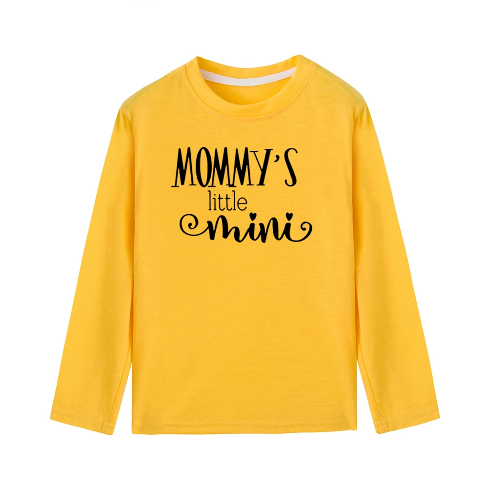 Забавная детская футболка с длинными рукавами и принтом «Mommy's Little Mini» Милая Детская рубашка унисекс модные футболки для маленьких девочек и мальчиков