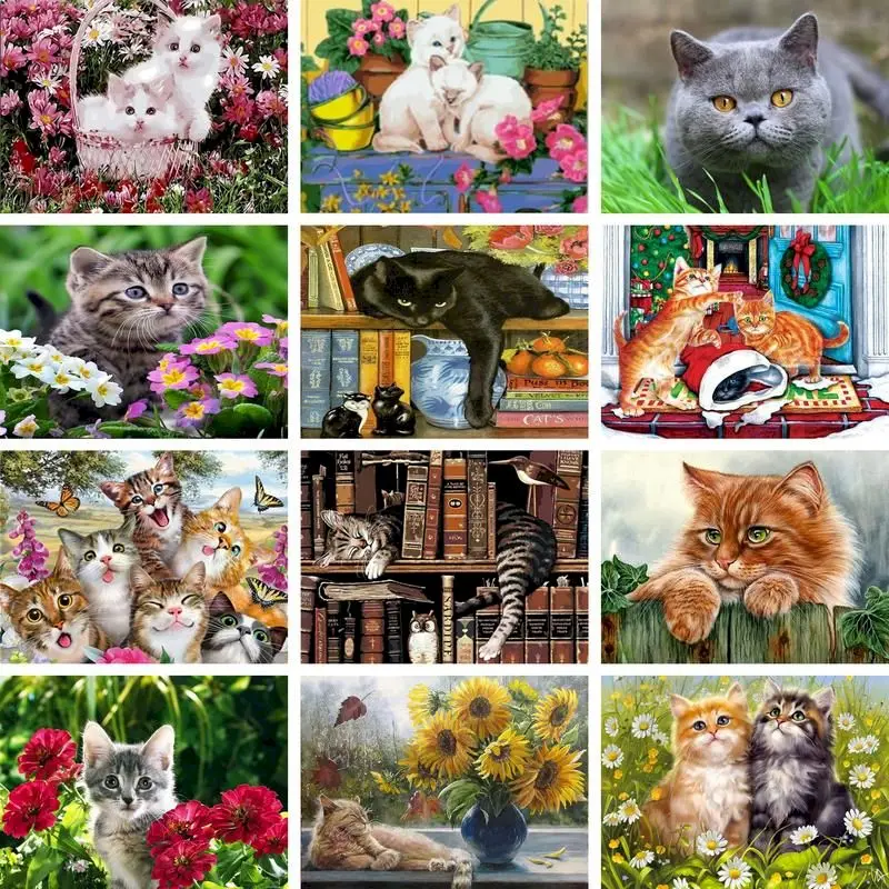 Paint Number Canvas Painting Kits Cats  Picture Numbers Canvas Cat - Painting  Number - Aliexpress
