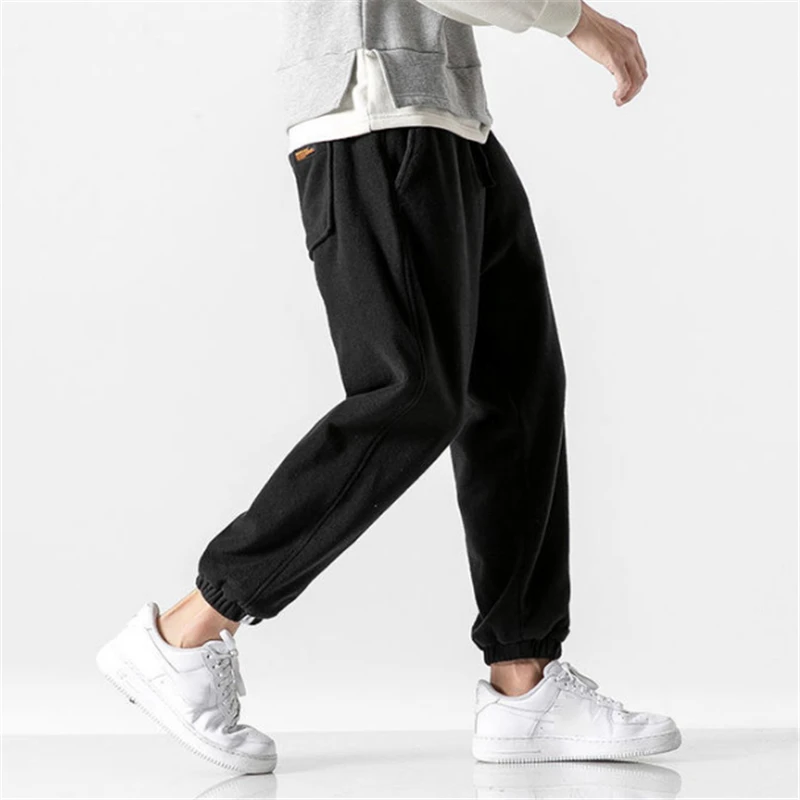 aladdin trousers Casual Men Harem Pants Elastic Waist 2020 Winter New Trendy Fleece Keep Warm Loose Comfort Male Jogging Pants Streetwear Fashion cotton harem pants