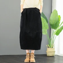 Женские юбки cardurua с высокой талией, длина по щиколотку, однотонные, с высокой талией, с карманом, подходят ко всему, плотные, теплые, флисовые, женские юбки
