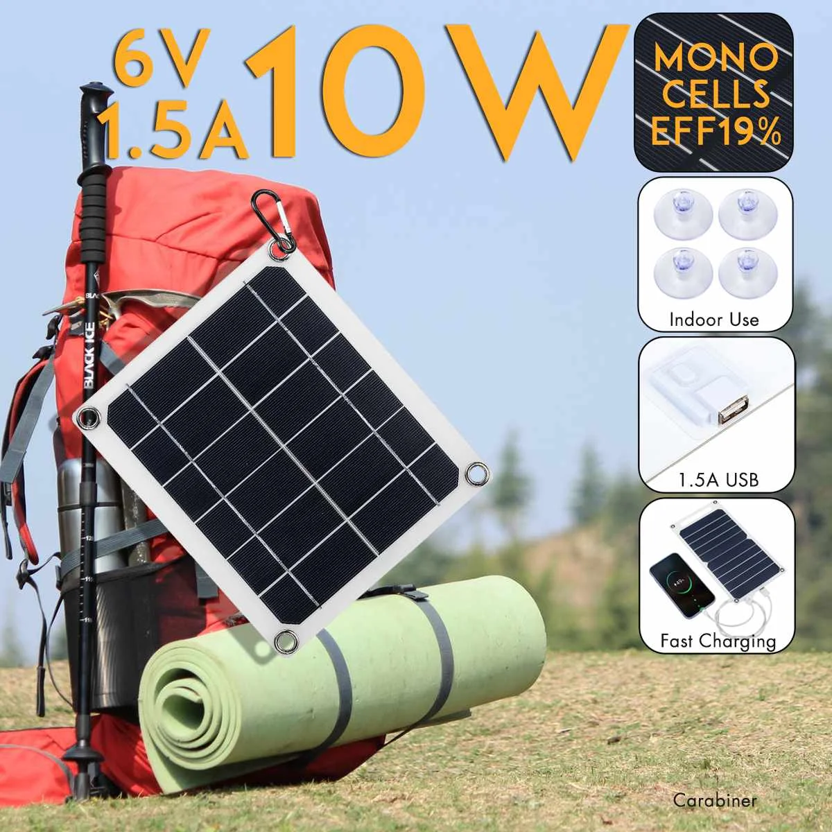 

Solar Panel 10W 6.5V Portable Solar Charger Fast Charger Square Tablet Solar Generator Charger for Cellphone Outdoor
