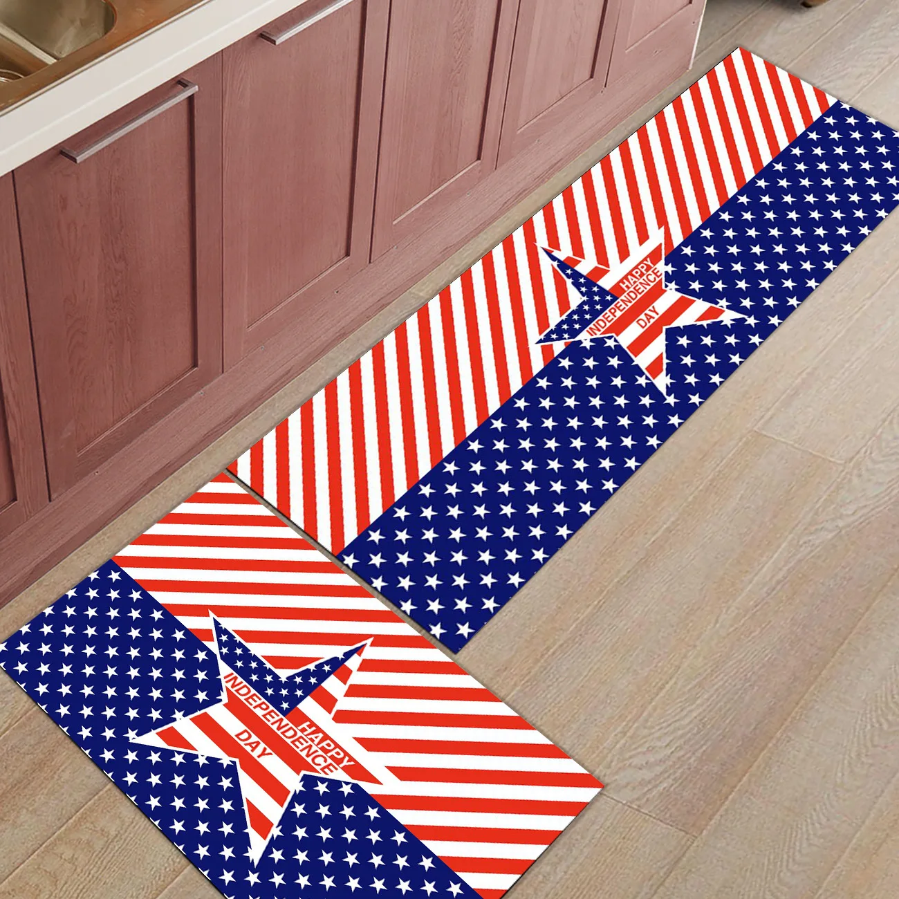 Американский флаг шаблон 2 шт. коврик для кухни аксессуары для ванной комнаты Набор грязи мусора Траппер Нескользящая подложка воды абсорбент