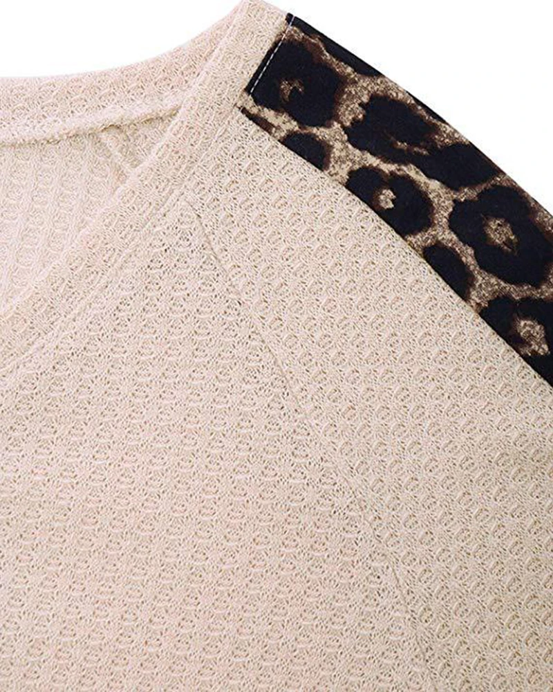 Leopard Print Women Shirts Fashion Casual Long Sleeve Splice Twist Loose Women Blouse Ladies Clothing T Shirt Female Tops (10)
