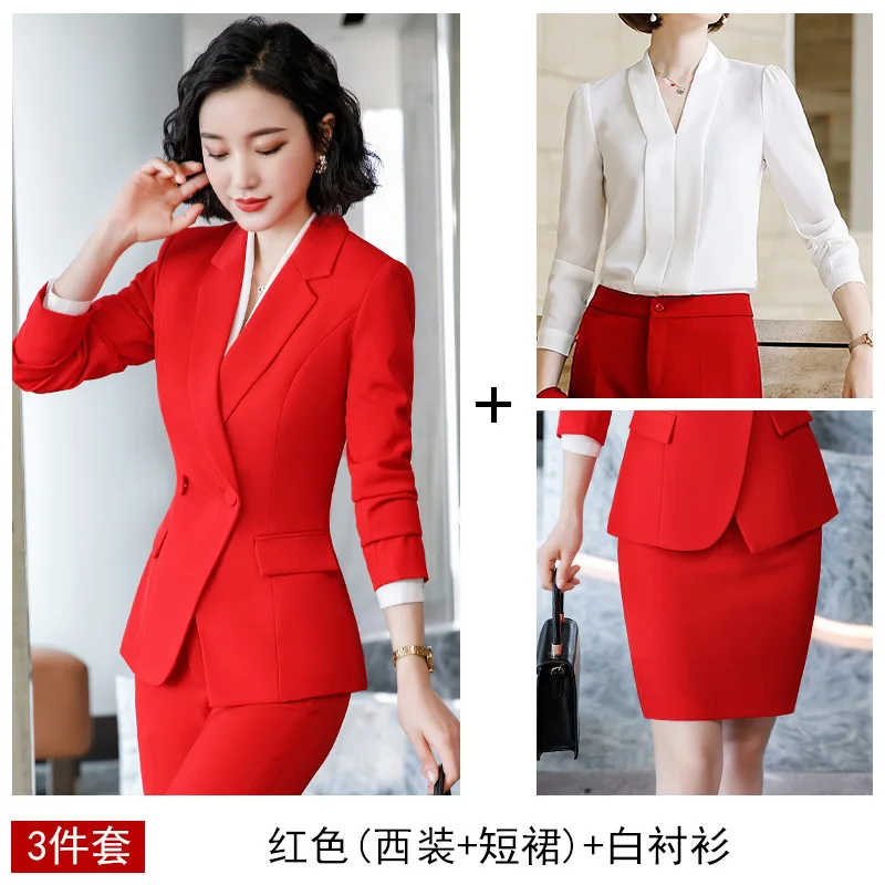 Skirt three suit Женский костюм на осень и зиму, новое повседневное узкое платье для дамы костюм платье для собеседований, брючный комплект, два комплекта из Женская одежда - Цвет: Skirt three suit