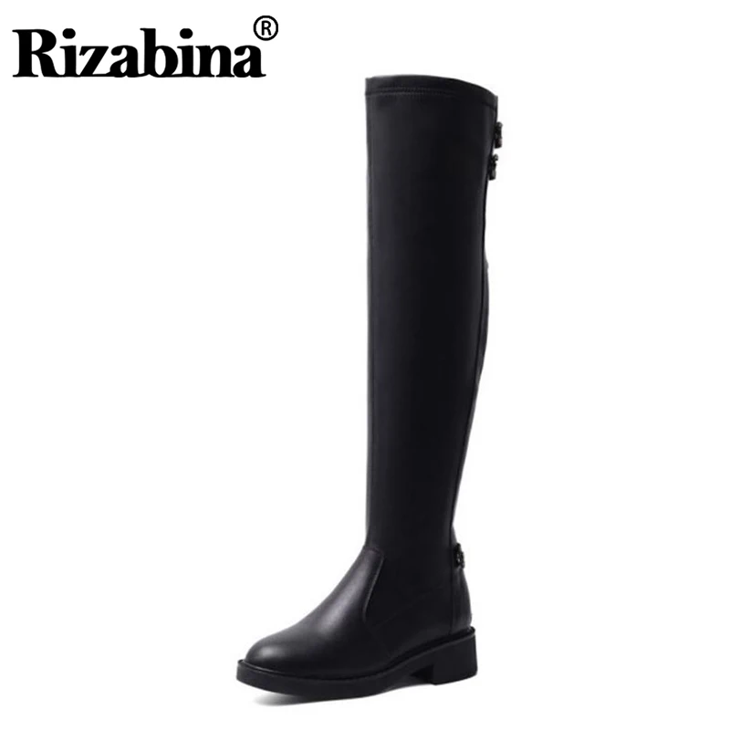 RizaBina Woman Real Leather Zipper Over Knee Boots Chunky Heel Round
Toe Winter Shoes Women Black Botas Footwear Size 33-40 RizaBina Woman Real Leather Zipper Over Knee Boots Chunky Heel Round
Toe Winter Shoes Women Black Botas Footwear Size 33-40
