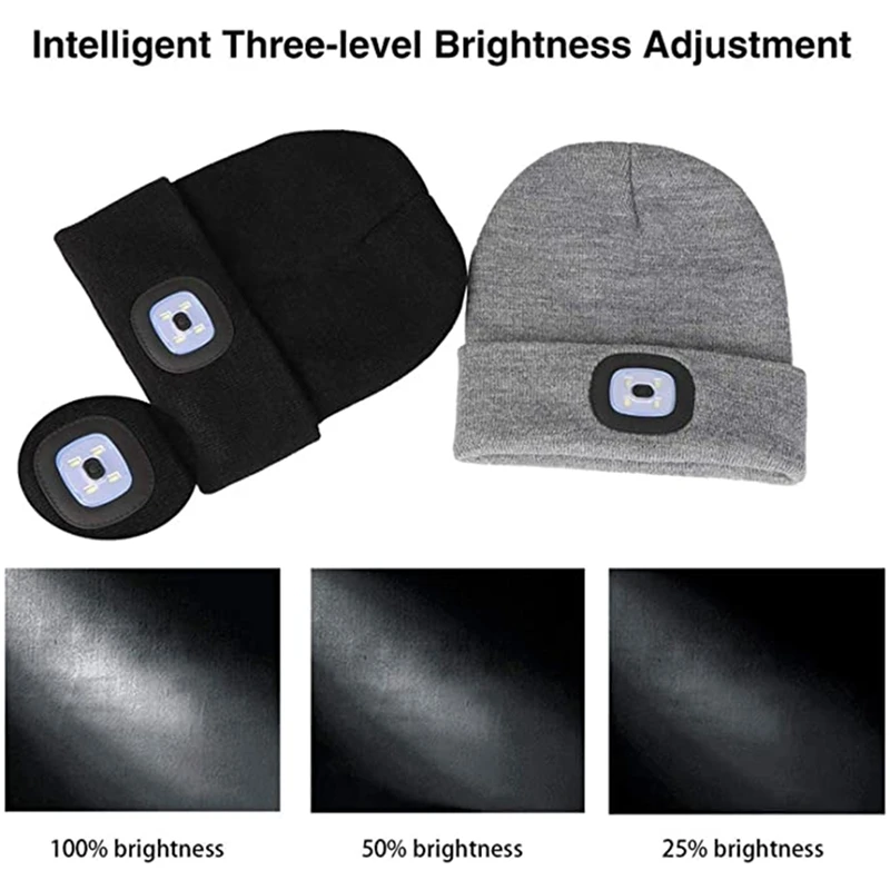 Topi Beanie LED dengan Lampu, Topi 