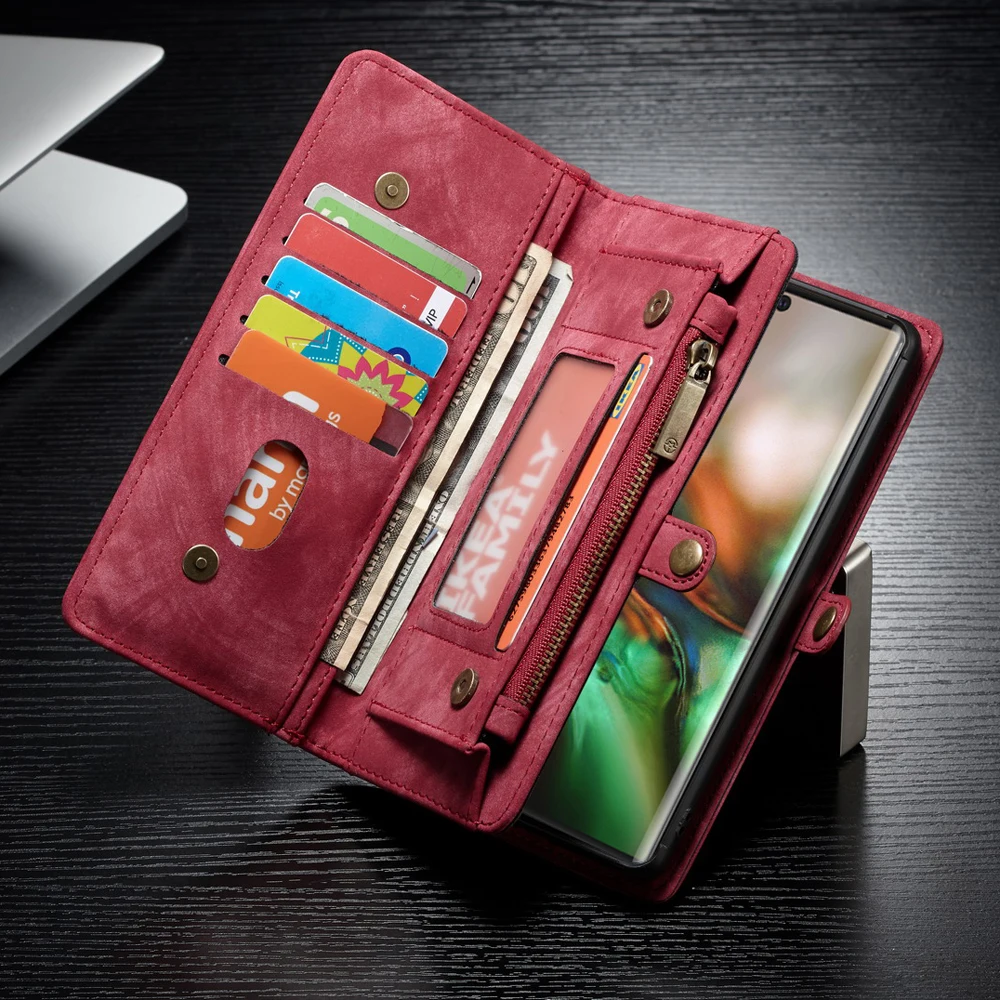 sFor Coque Samsung Galaxy Note 10 Case Cover Real Leather Wallet Zipper Flip Case for Samsung Galaxy Note 10 Note10 Plus Cover