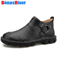 Г., новые модные весенне-осенние кожаные мужские ботинки удобные мотоциклетные ботильоны на резиновой подошве удобная обувь на плоской подошве, размер 38-48