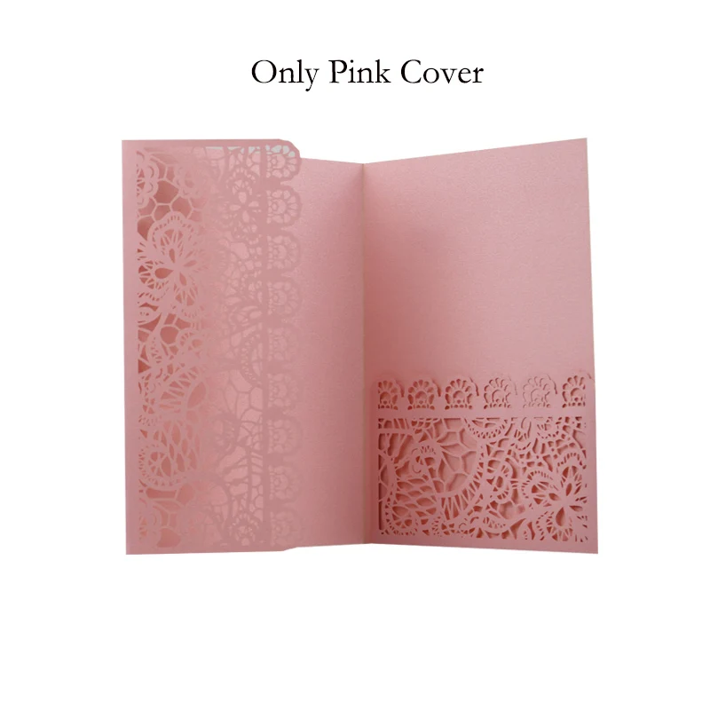 Only Pink Cover 50 шт. элегантный полый лазерный разрез свадебные пригласительные открытки поздравительная открытка на заказ бизнес свадьба с открытка RSVP вечерние принадлежности - Цвет: Only Pink Cover