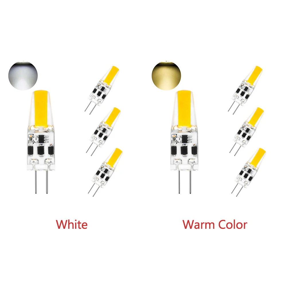 4Pcs Silicone Dimmable G4 Hotel Lamp 2W Energy Saving No Flickering Durable DC12-24V LED Bulb Mini Home COB