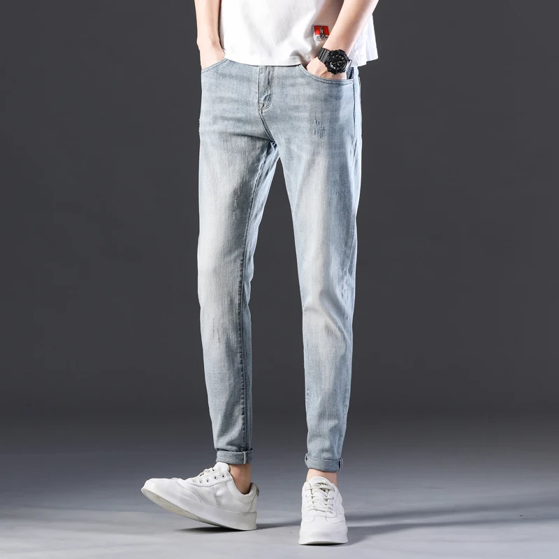 Discount 2020 Men's Stretchy Skinny Biker Jeans  Man Casual Loose Fall Denim Pants Mens  Elastic Waist Harem Pants Men Jogger Clothesgray