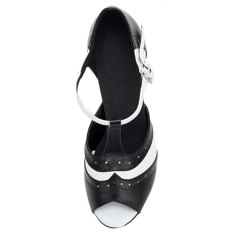 Женская обувь из искусственной кожи на высоком каблуке; Цвет черный, белый; современные туфли для танцев; вечерние туфли для танго; Обувь для бальных танцев; обувь для сальсы и Танго