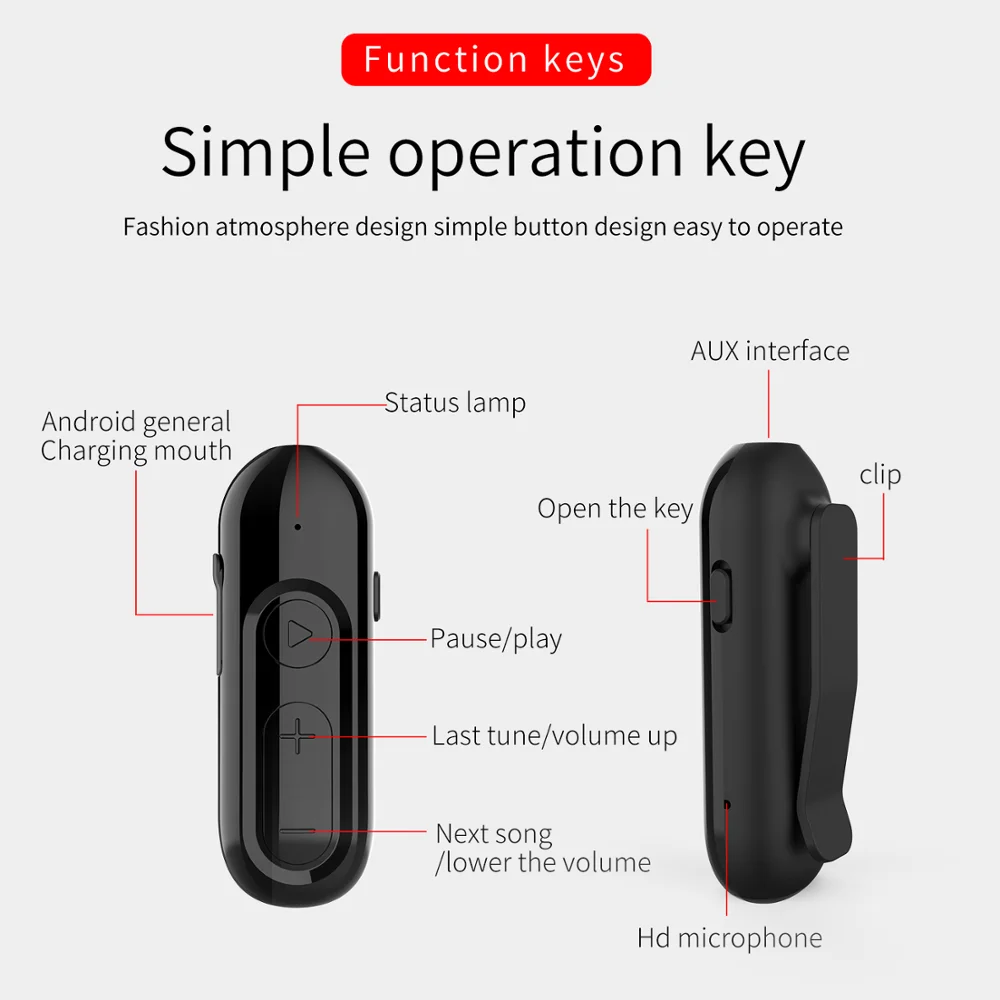 Bluetooth 5 0 Receiver Separate design 3 5mm Jack Earphone Wireless Bluetooth Adapter Aux Audio Music Transmitter For Driving